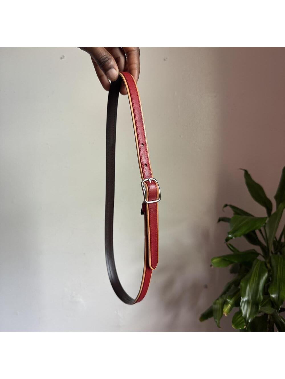 90s Coach Two-Tone slim Leather Belt | Made in Italy M Fits S-XS